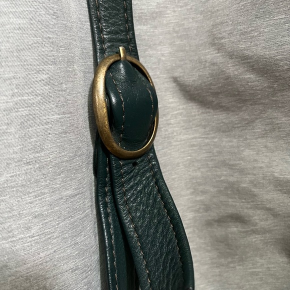 One of a Kind Handmade Rose Printed Leather Handbag Green and Red - Picture 6 of 11